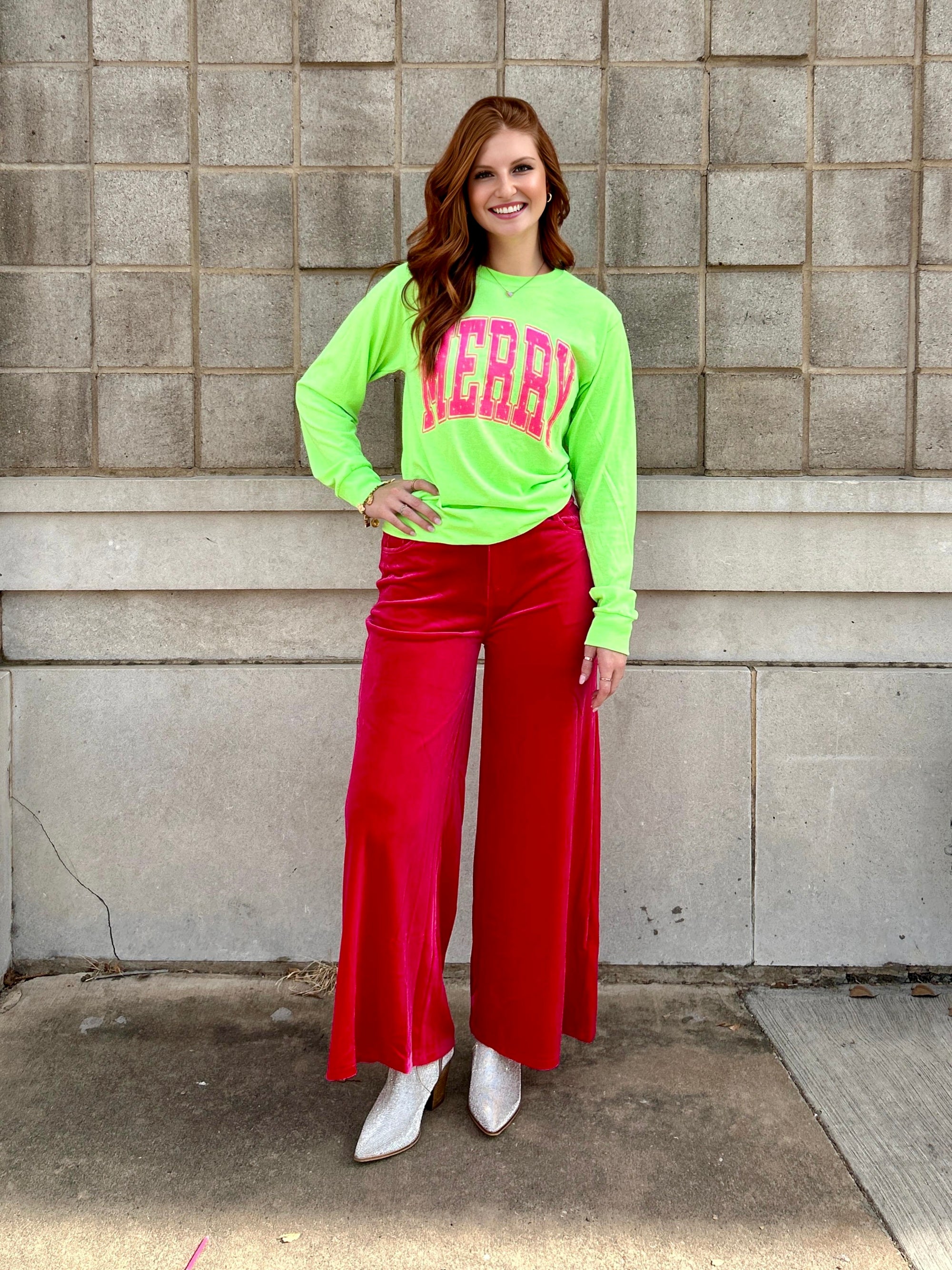 Pink Velvet High Rise Crop Pants