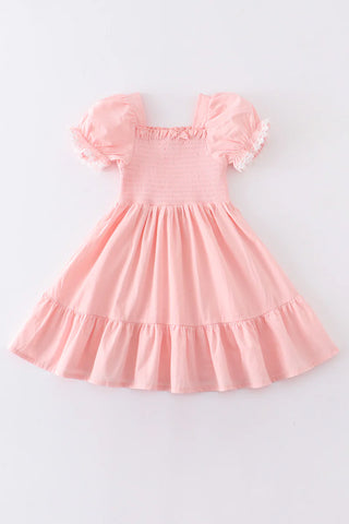 Chloe Pink Smocked Ruffle Dress