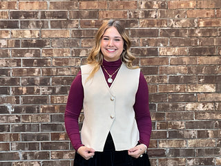 Sleek Beige Button Up Vest