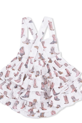 Infants: Cowgirl Boots Ruffled Sunsuit
