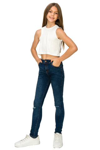 Tractr Girls Slim Fit Jeans With Knee Rip