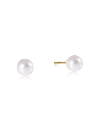 Pair of pearl stud earrings on a white background