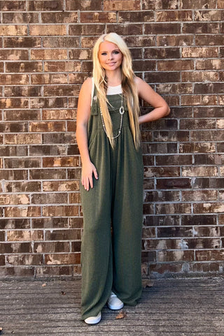 Oaklee Olive Boho Overalls