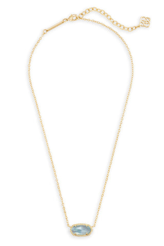 Gold necklace with a pendant on a white background