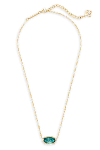 Necklace with a green pendant on a white background