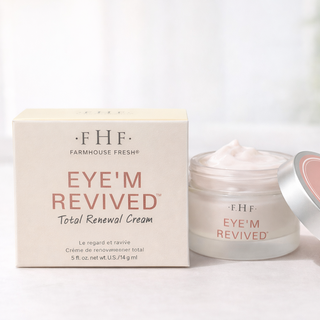 Farmhouse Fresh Eye'M Revived Total Renewal Cream packaging on a white background