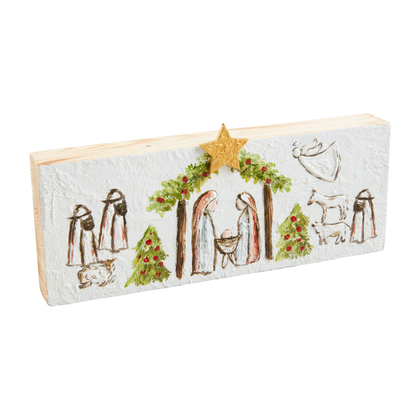 MudPie Nativity Wooden Plaque