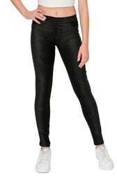 Black Suede Glitter Pull- On Pants