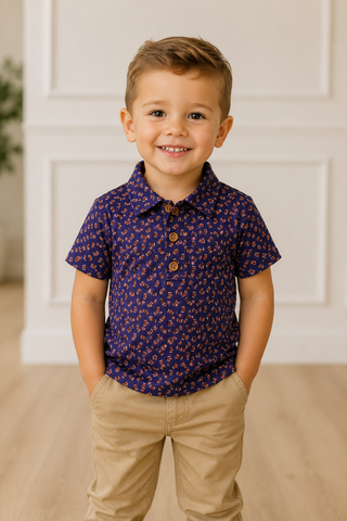 Little boy wearing the top. 