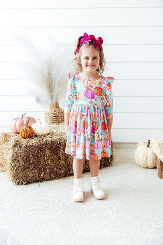 Girls: Preppy Pumpkin Twirl Dress