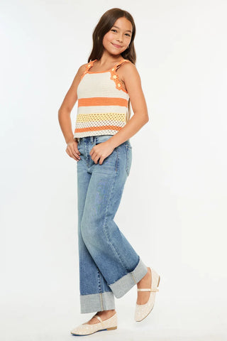 Tweens: KanCan Leslie High Rise Kids Crop Wide