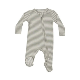 Angel Dear 2 Way Zipper Footie In Sage Stripes