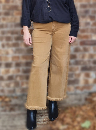 Risen Mocha High Rise Crop Wide Leg Jeans