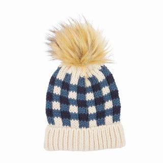 Gingham Pom Pom Beanie