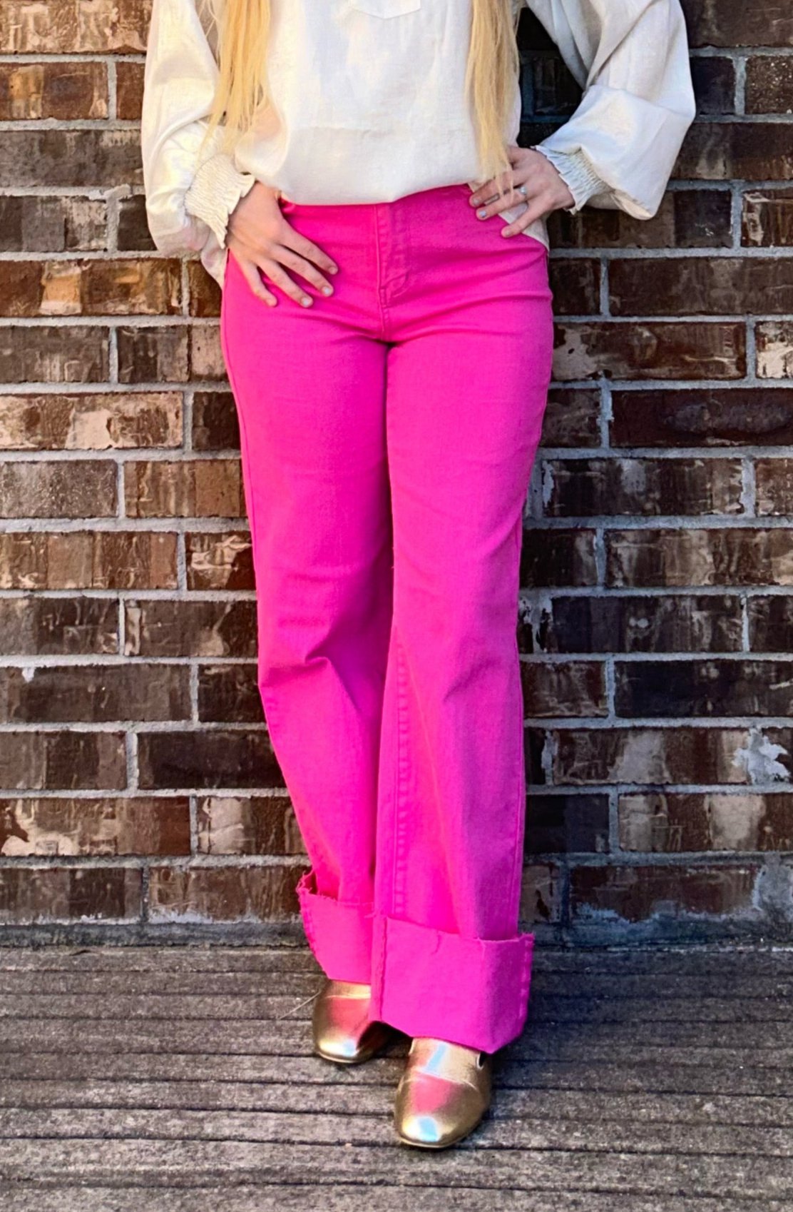 Judy Blue High Waist Wide Leg Pretty in Pink