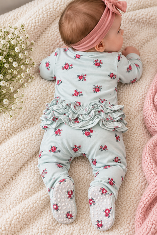 Infants: Angel Dear Alyssa Floral 2 Way Zipper Footie