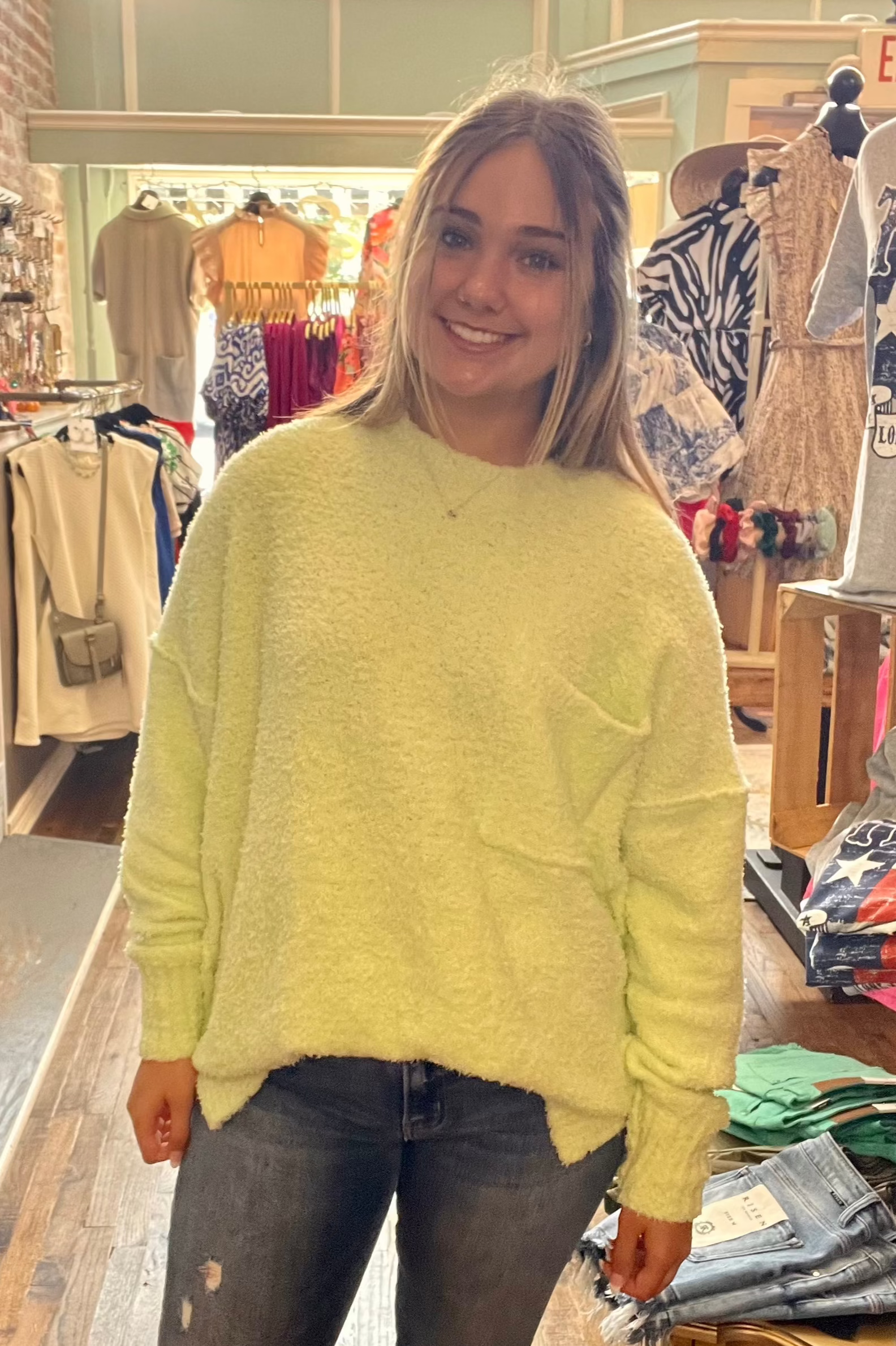 Rome Chenille Sweater in Lime by Mud Pie