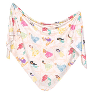 Baby blanket with colorful mermaid pattern on a white background