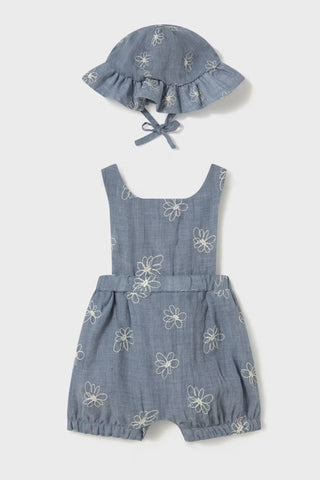 Mayoral Print Dungaree with Hat Back
