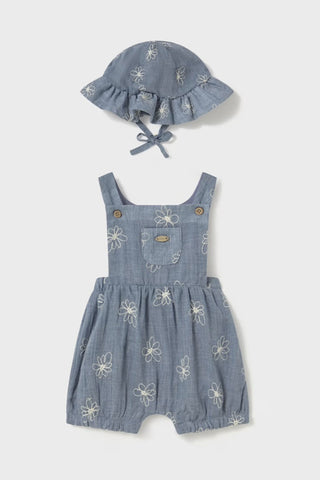 Mayoral Print Dungaree with Hat Front