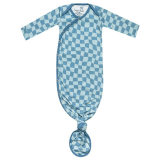 Blue checkered baby swaddle on a white background