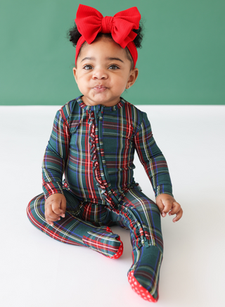 Posh Peanut Tartan Plaid Ruffle Footie