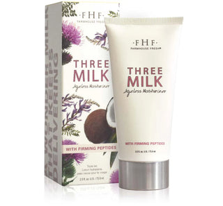Farmhouse Fresh Three Milk Ageless Moisturizer with packaging on a white background