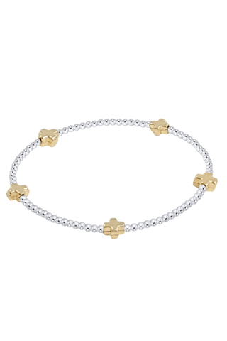 enewton: Signature Cross Small 2mm Mixed Metal Bracelet-Gold