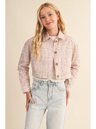 Tweens: Sweet Bloom Cropped Denim Jacket