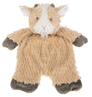 Plush toy resembling a goat on a white background