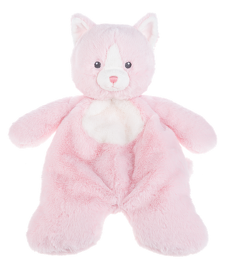 Pink plush cat toy on a white background