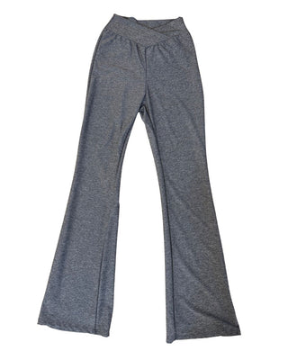 Grey Crossover Waist Flare Pant
