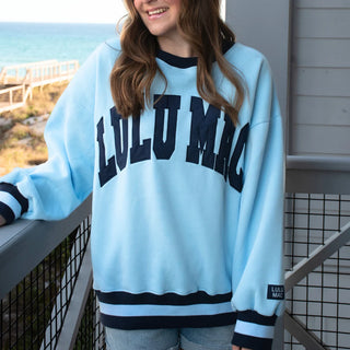 Lulu Mac Social Society Sweatshirt in Navy Stitch/ Light Blue