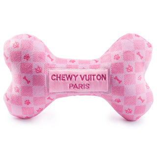Pink Checker Chewy Vuiton Bone by Haute Diggity Dog: Large