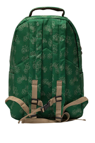 Green backpack with pattern on a white background