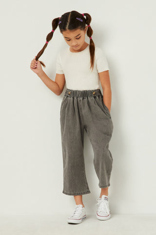 Hayden Girls Button Detail Wide Leg Denim Pants