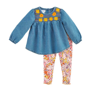 Mudpie Floral Denim 2 Piece Set