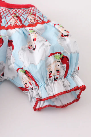 Santa Smocked Baby Romper