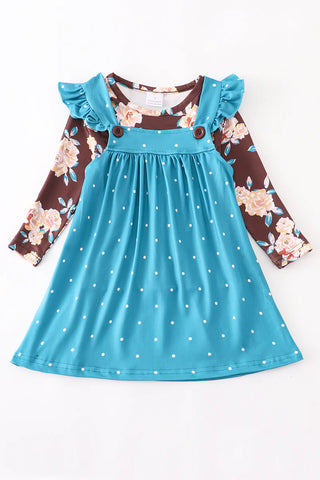 Blue Floral Dress Set