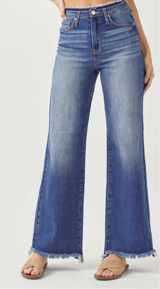 Risen High-Rise Wide Leg Jeans