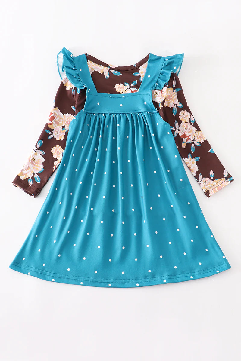 Blue Floral Dress Set