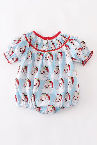 Santa Smocked Baby Romper