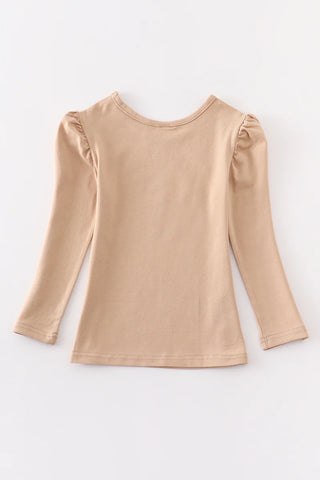 Beige Puff Sleeve Top