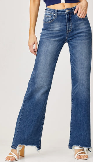 RISEN HIGH-RISE WIDE LEG JEANS