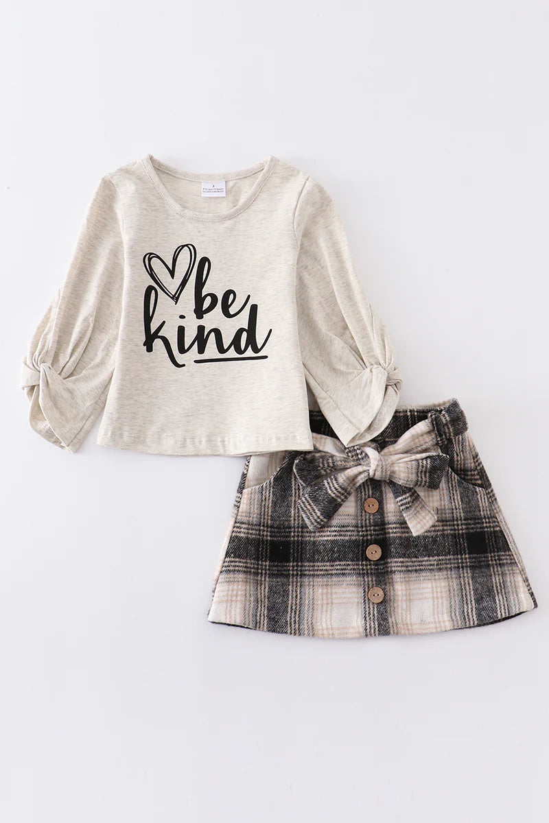 "Be Kind" Plaid Skirt Set