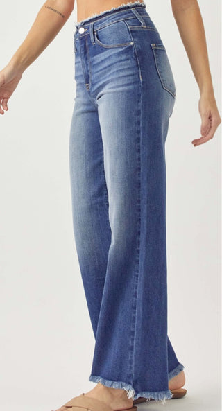 Risen High-Rise Wide Leg Jeans