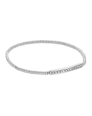 Silver bracelet with small stones on a white background
