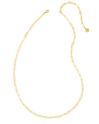 Gold chain necklace on a white background