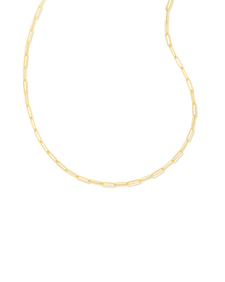 Gold chain necklace on a white background