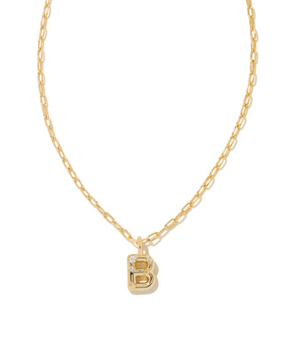 KENDRA SCOTT: CRYSTAL LETTER SHORT PENDANT NECKLACE